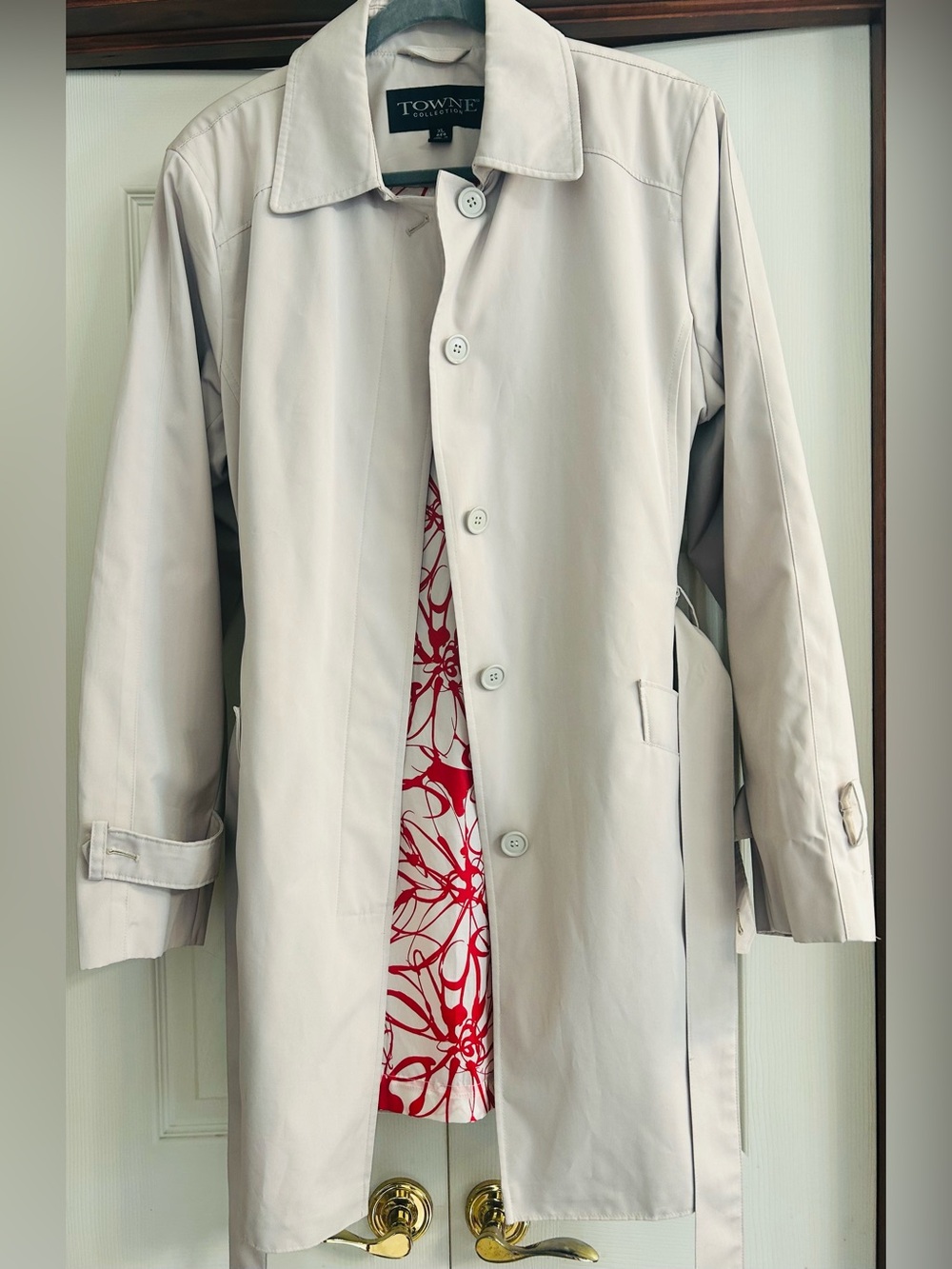 Vintage Towne Collection by London Fog Trench Coat with Red Patterned Lining